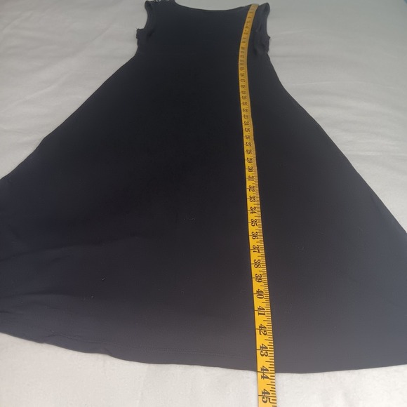 Lascana Sleeveless Blavk Jersey Midi Dress Lace V-neck Back Detail US Sz 4 - Picture 7 of 14